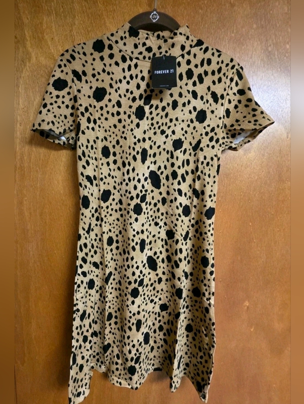 Forever 21 Brown Black Leopard Print Mock Neck Knit Dress Multiple Sizes NWT